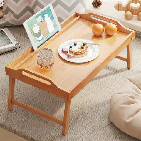 Bamboo Wood Bed Tray Folding Laptop Desk & Tea Table with Legs