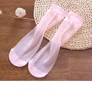 10 Pairs Women's Ultrathin Transparent Silk Ankle Socks - Summer Crystal Nylon, Black & White