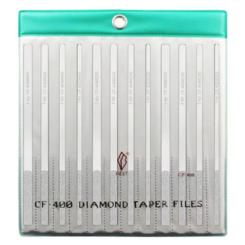 12pcs Ultra-Thin Flat Oblique Diamond File Set - Deburring Hand Tools for Mold Removal & Fire Pattern