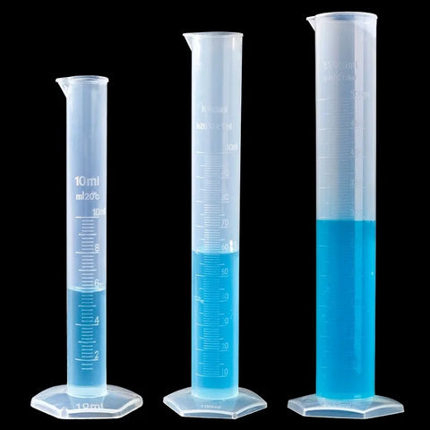 Hexagon Bottom Transparent Plastic Graduated Cylinder Lab Tool 10-1000ml Measuring Test Tube