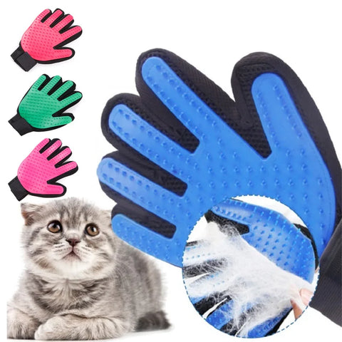 Cat & Dog Grooming Hair Remover Gloves - Silicone Massage Brush for Bathing & Cleaning