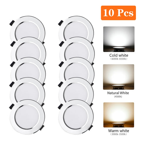 10pcs LED Downlight Recessed Ceiling Lamp 5W/9W/12W/15W Round Panel Spotlight for Living Room