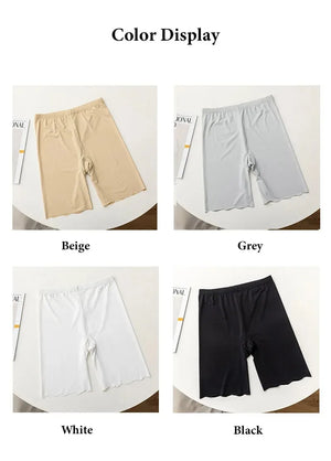 Women's Seamless Ice Silk High Waist Anti-Chafe Thigh Safety Shorts Plus Size Under Skirt Boxers Panties
