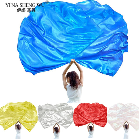 Christian Dance Flags 190x140cm - Multi-color Dance Props & Banners with Sticks for Church Performances