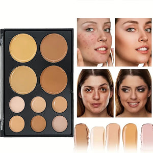 10-Color Matte Concealer Palette: Full Coverage for Dark Circles, Tattoos & Contouring