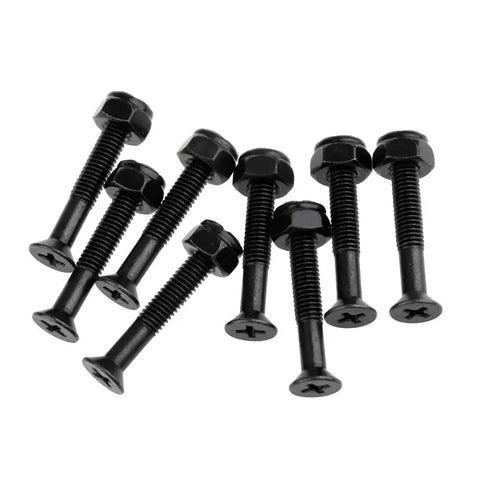 8pcs Black Skateboard & Longboard Hardware Screw Set with Nuts - Replacement Kit