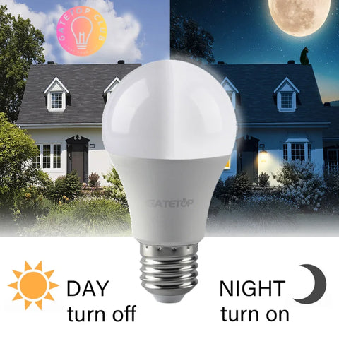 Dusk to Dawn Sensor LED Bulb 10W E27 B22 Outdoor Light 220V Auto On/Off Day Night Smart Lamp