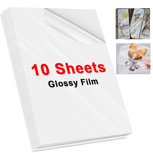 10 Sheets A4 Holographic Transparent Self-Adhesive Cold Laminating Film for Crafts and Photos - Stars & Dots Pattern