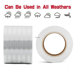 10cm x 5m High-Reflective Micro Prismatic Adhesive Tape - Waterproof White Stickers for Trucks, Trailers