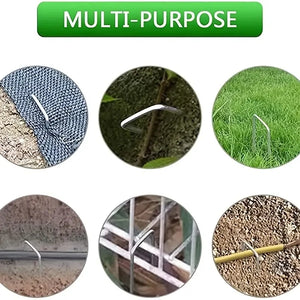 100-Pack 15cm U-Shaped Garden Stakes: Landscaping, Weed Barriers, Tent Anchors