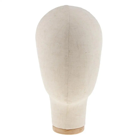 Canvas Block Head 21" Wig Display Holder Black/Beige - Pro Wig Stand Mannequin