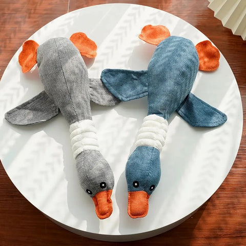 Cute Dog Plush Squeak Toy, Duck Chew Toy for All Dog Sizes, Teeth Cleaning Puppy Toy