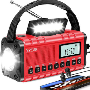 10,000mAh Solar Hand Crank Emergency Radio AM/FM/NOAA, LED Flashlight, SOS Alarm, Power Bank, Portable for Outdoor, Dropshipping