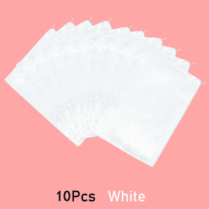 10 Satin Wig Bags for Hair Extensions, 35x25cm Silk Storage with Zipper