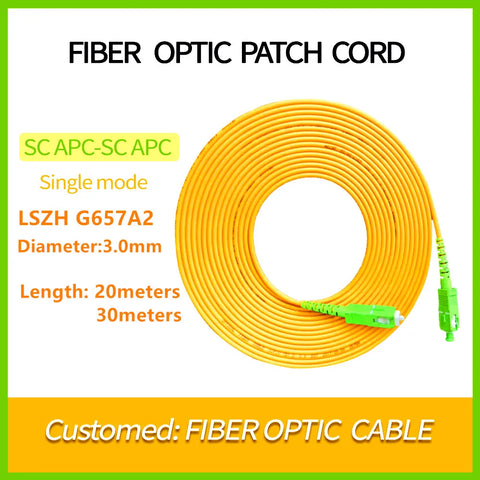 Fiber Optic Patch Cord SC/APC to SC/APC 10m-30m FTTH Network Extension Cable