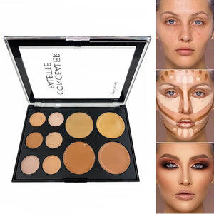 10-Color Matte Concealer Palette: Full Coverage for Dark Circles, Tattoos & Contouring