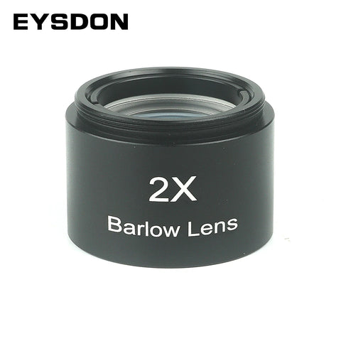 2x Barlow Lens 1.25" Fully Metal Coated Optical Glass with Filter Threads for Telescope Eyepiece