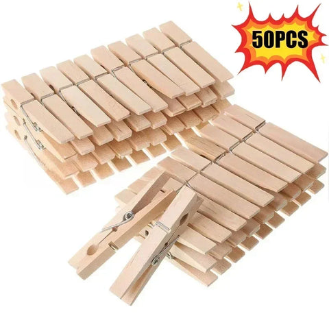 50-Pack 7.2cm Wooden Clothespins for Laundry, Crafts, DIY, Home Decor