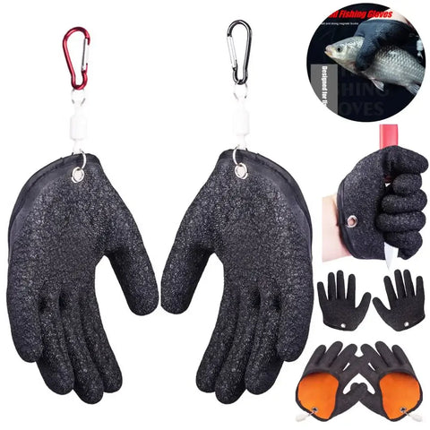 Anti-Slip Latex Fishing Gloves Puncture Resistant Protection for Fishermen – Left/Right Hand