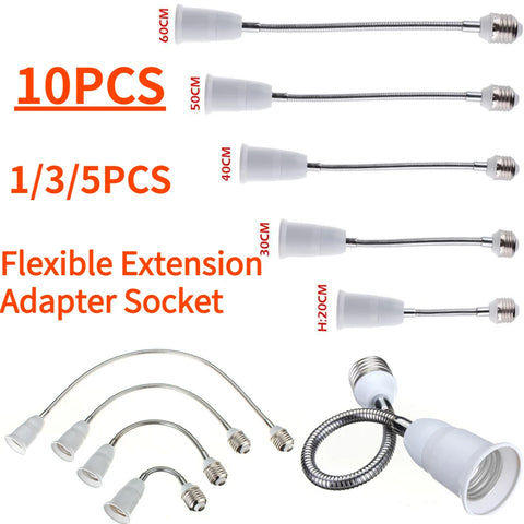 E27 Flexible Extendable Bulb Adapter 20-60cm LED Light Socket Converter Lamp Holder
