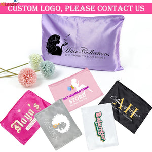 10 Satin Wig Bags for Hair Extensions, 35x25cm Silk Storage with Zipper
