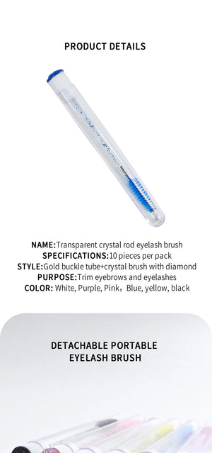 10-Pack Reusable Mascara Wands with Tubes & Case for Lash and Brow Grooming