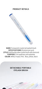 10-Pack Reusable Mascara Wands with Tubes & Case for Lash and Brow Grooming
