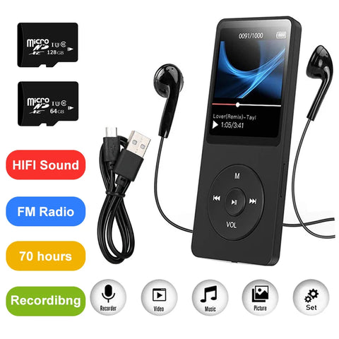 128GB Bluetooth MP4/MP3 Lossless Music Player with FM Radio & Recorder for Sports