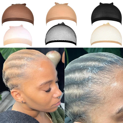 HD Wig Cap Stretchy Transparent Nylon Stocking Caps Invisible Hair Caps Breathable & Secure - 8pcs (4 Bags)