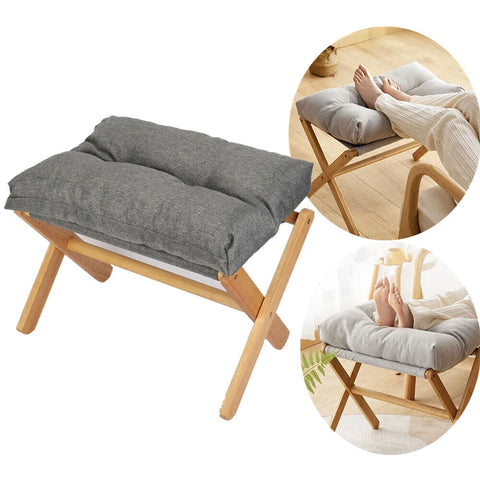 Foldable Wooden Foot Stool for Living Room - Portable Small Sofa Stool & Desk Footrest