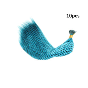10 Pcs Colored Feather Hair Extensions I Tip Synthetic Zebra Strands Hairpiece