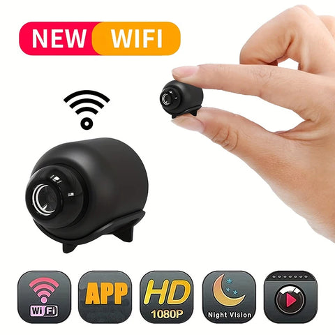 1080p Mini Camera with Night Vision, Motion Detection, Portable Wireless WiFi Surveillance, Lightweight Security Cam