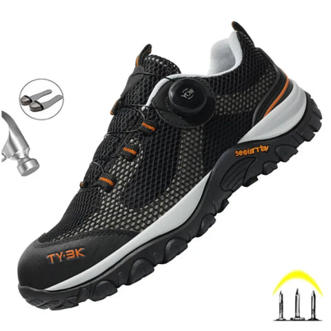 Breathable Lightweight Safety Work Shoes, Iron Toe Protection, Anti-Slip, Anti-Stab Summer Work Boots