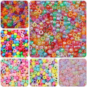 1000pcs Multi-colored Large Hole Pony Beads for Jewelry Making, DIY Crafts, Bracelets, Keychains Supplies