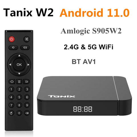 Android 11 TV Box Amlogic S905W2 4K HDR 2GB/16GB, 4GB/32GB, 64GB, AV1, BT, Dual WiFi, H.265 3D Streaming Media Player