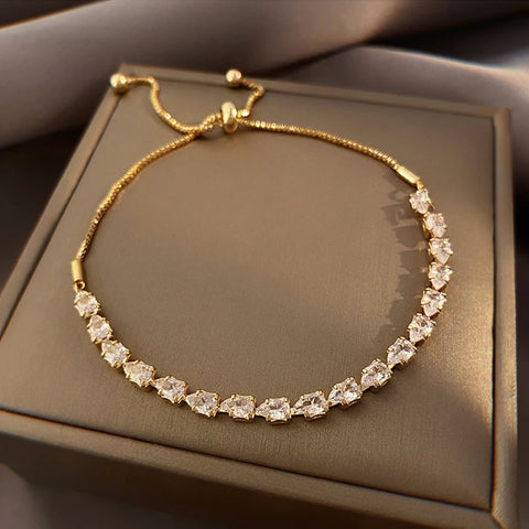Gold Plated Adjustable Rhinestone Women's Bracelet Zircon Droplet Shape Fashion Jewelry