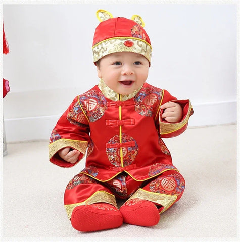 Baby Kids Chinese New Year Tang Suit Costume for One-Year-Old - Traditional Photography Outfit