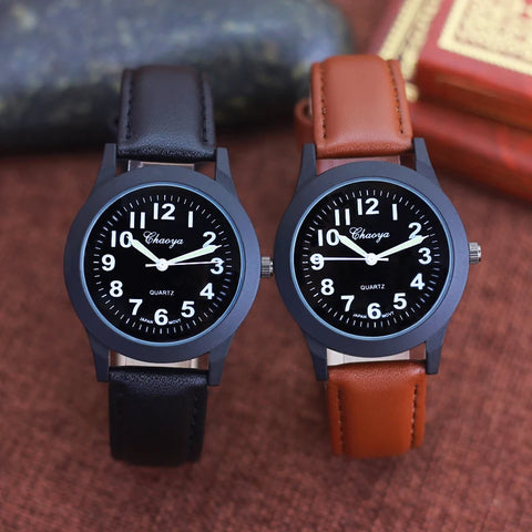 2024 Simple Fashion Quartz Waterproof Leather Strap Watch for Women, Men, Kids, Students - 12-Hour Clock