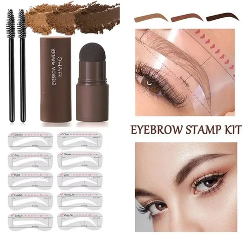 Brow Stamp Kit with Stencils, Brush, and Pencil for Perfect Eyebrows