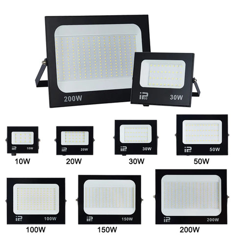200W LED Flood Light Outdoor Spotlight, Tempered Glass, 220V IP66 Waterproof, Garden & Garage Lighting