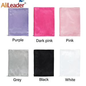 10 Satin Wig Bags for Hair Extensions, 35x25cm Silk Storage with Zipper