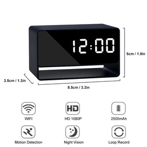 1080p HD Mini Alarm Clock Spy Camera WiFi App, Night Vision, Motion Detection, DVR Security Recorder