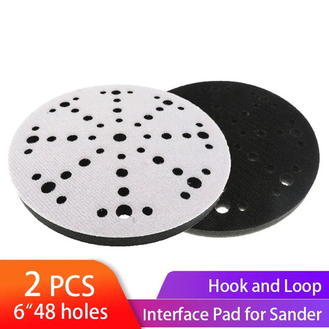 6" 150mm Soft Interface Pads 48 Hole Sponge for Sanding Automobiles, Motorcycles, Wood Abrasive Tools – 2 Pack