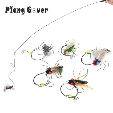 Cat Teaser Kit: 5pc Flying Insect Replacements - Interactive Feather Toy Accessory for Kittens