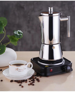 Italian Moka Espresso Maker Stainless Steel Coffee Pot for Gas or Induction Stove, Cuban Style Mocha Kettle