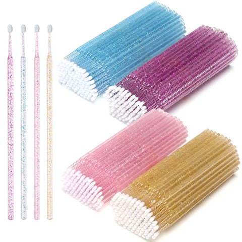 100-Pack Disposable Micro Brushes for Eyelash Extensions & Makeup Application