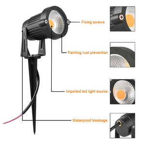 10-Pack LED Garden Lawn Lights Waterproof AC/DC Outdoor Spike Path Spotlights IP65 - 220V/110V/12-24V, 7W/5W