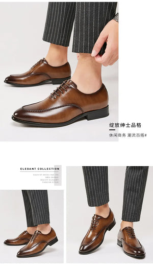 Men's 2025 Leather Dress Shoes, Breathable Classic Formal Oxfords for Office & Weddings