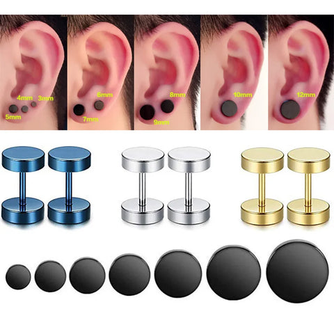 316L Stainless Steel Dumbbell Stud Earrings for Men, Hypoallergenic Tragus Piercing Jewelry