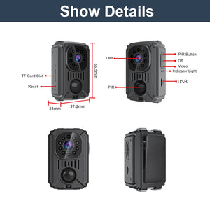 1080p Mini Body Camera with Night Vision, Portable Video Recorder, Worn Police Cam, Small DV Camcorder, 90-Day Standby
